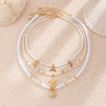 Load image into Gallery viewer, SHIXIN 3Pcs Beach Fish Tail Starfish Short Choker Necklace Set for Women Boho Imitation Pearl Rice Beads Collar Chain Jewelry
