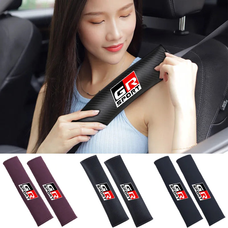 New Car Seat Belts Shoulder Pad Sets of Solid For Toyota GR Sport Gazoo Racing Yaris 86 Corolla Hilux Supra C-HR Accessories