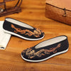 Old Beijing Cloth Shoes Men Soft Sole Chinese Embroidery Male Shoes Chinese Style Yellow Black Dragon Round Mouth Loafer Shoes