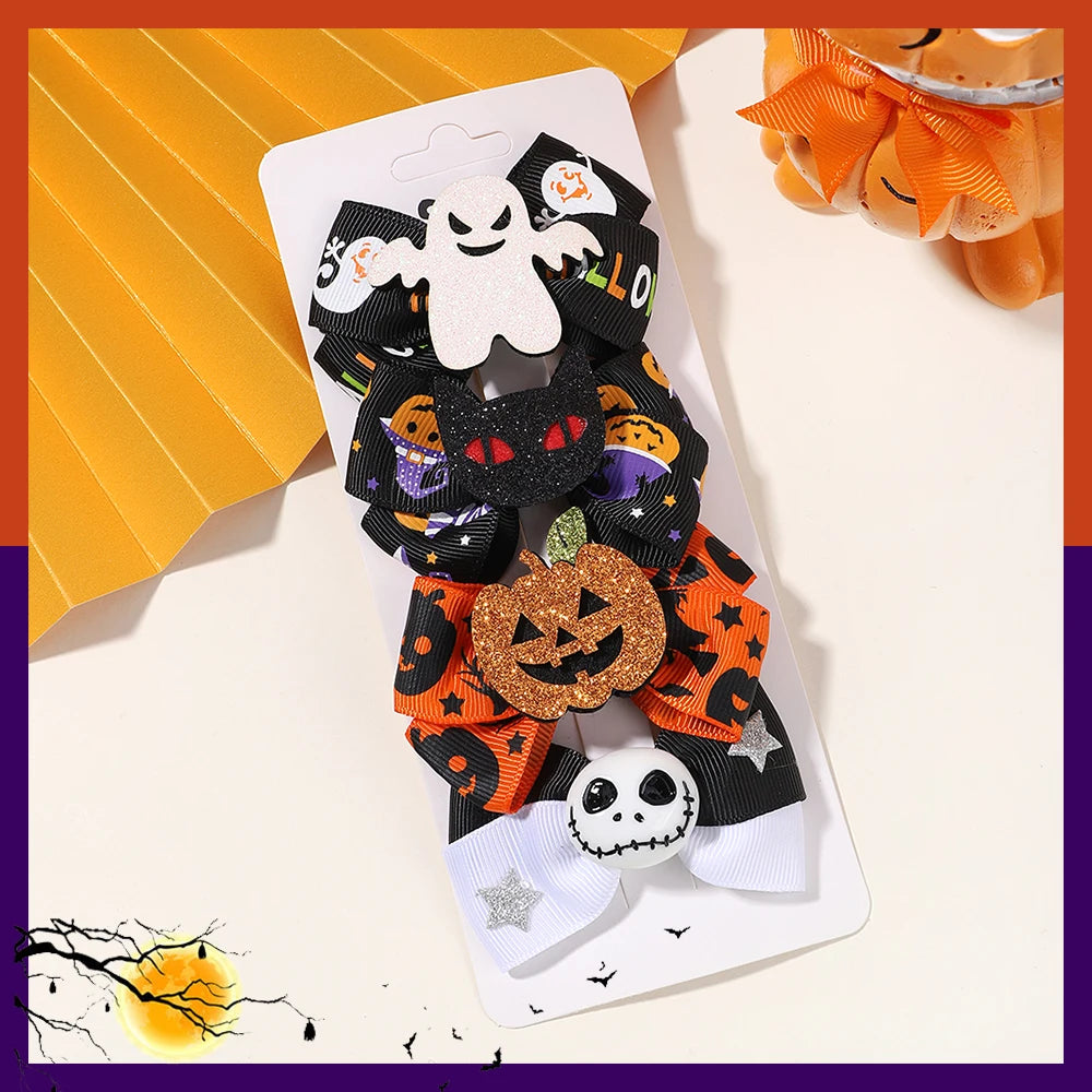4PCS/Set Halloween Girl Hair Clips Ghost Skull Pumpkin Hairpin Festival Party Funny Baby Hair Accessories for Kid Hairclip Gift