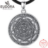 Eudora 925 Sterling Silver Seal of Seven Archangels Necklace Pentagram Amulet Pendant Men Women Vintage Personality Jewelry