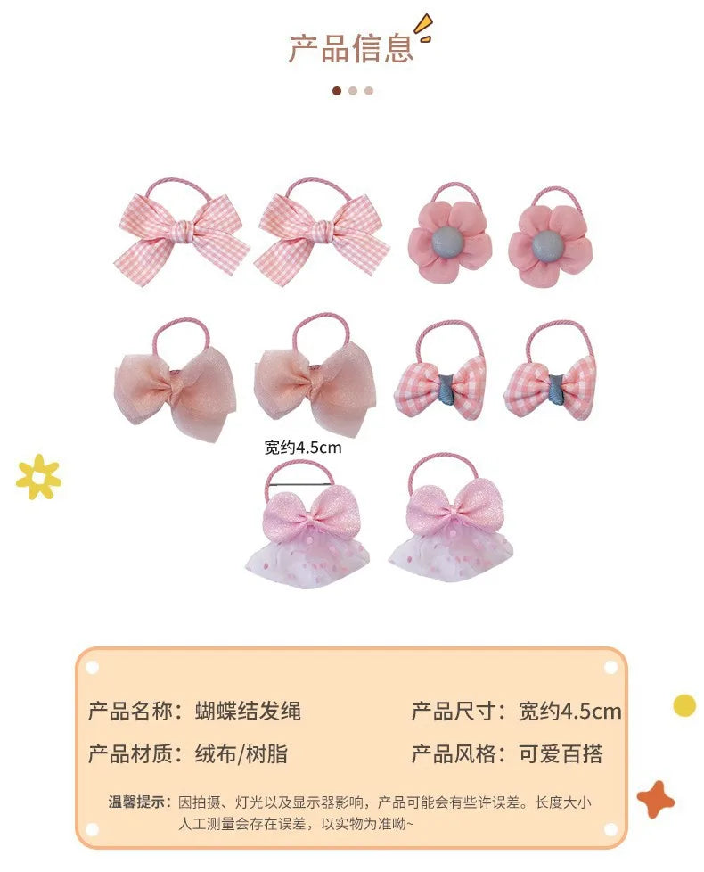 10Pcs/Set Big Bow Flower Elastic Hairbands Children Girls Sweet Hair Ties Fashion Headbands Hair Accessories Rubber Band For Kid