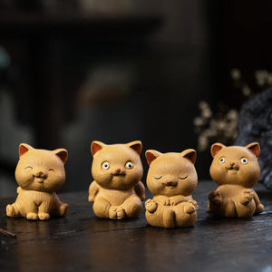 Sixi Cat Purple Sand Tea Pet Household Fortune Cat Decoration Can Raise Tea Table Decoration Tea Play Tea Set Accessories