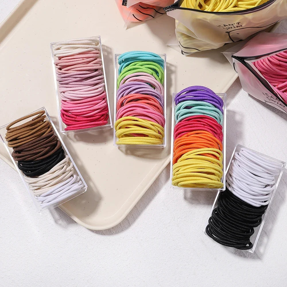 30/50pcs High Elastic Rubber Band for Women Girls Black Hair Tie Kids Children Wide Ponytail Holder Hair Accessories Wholesale