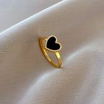 Load image into Gallery viewer, RONGXUANMEI New Trendy 2024 Gold Color Black Heart Stainless Steel Rings For Women Elegant Colorfast Love Party Finger Ring Gift
