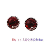 Load image into Gallery viewer, Green Jade Ear studs Crystal Chalcedony Jewelry Gemstone Fashion Zircon Women 925 Silver Charm Amulet Retro Earrings Natural
