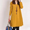 2022 Autumn New Loose-fit Slimming Medium-length Dress Women's Elegant Commute Style Long Sleeve Base Dress Mom