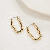 Fashion Pretty Gold Color Classic Stainless Steel Earrings for Women Large Earring Lady Wedding Jewelry Accessories ﻿