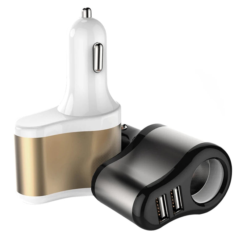 Dual USB Quick Charge Car Charger Splitter Cigarette Lighter  Socket Charger  Smart Car Charger  In Car Adapter Accessories