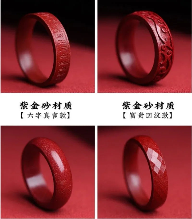 Natural Authentic Cinnabar Ring Gift Girlfriend Couple Love Luxury Fashion Eternity Jewelry Promise Engagement Amulets Mascots