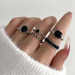 Load image into Gallery viewer, Retro Black Crystal Stone Ring Set For Women Vintage Geometric Knuckle Joint Ring Female Fashion Party Jewelry Accessories
