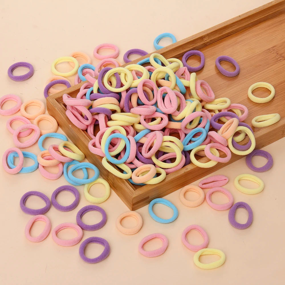 300/50PCS Women Girls Colorful Basic Nylon Ealstic Hair Ties Ponytail Hold Scrunchie Rubber Band Kids Fashion Hair Accessories