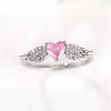 Huitan Chic Angel Wing Ring Female Engagement Jewelry Romantic Heart Pink Zirconia Finger Accessories Delicate Love Accessories