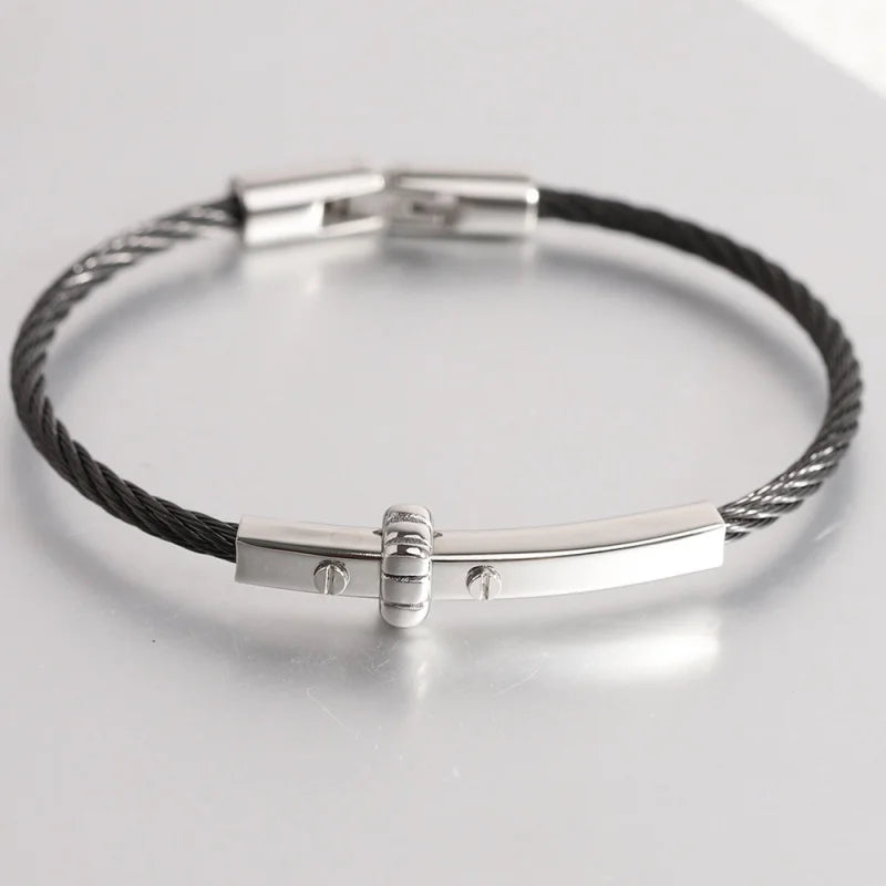 Stainless steel round cable bracelet high quality steel wire Bolt buckle women's bracelet jewelry