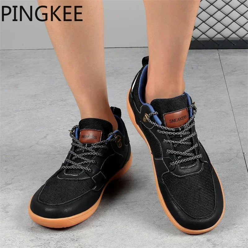 PINGKEE Minimalist Athletic Sneakers Wide Feet ToeBox Barefoot Shoes Men Women Fitness Trailing Synthetic Upper Male Footwear