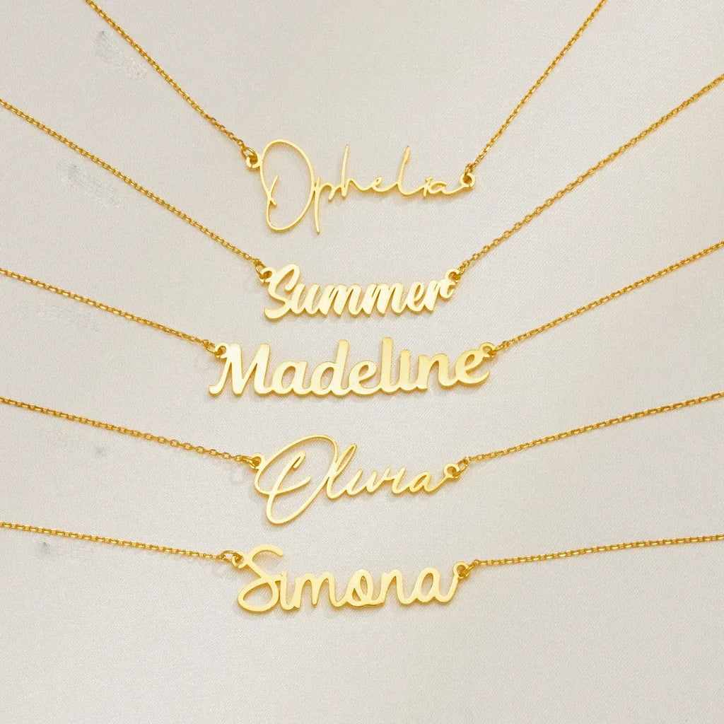 Custom Name Necklace for Women Personalised Cursive Letter Pendant Stainless Steel Jewelry Men Chain Choker Collar Personalizado