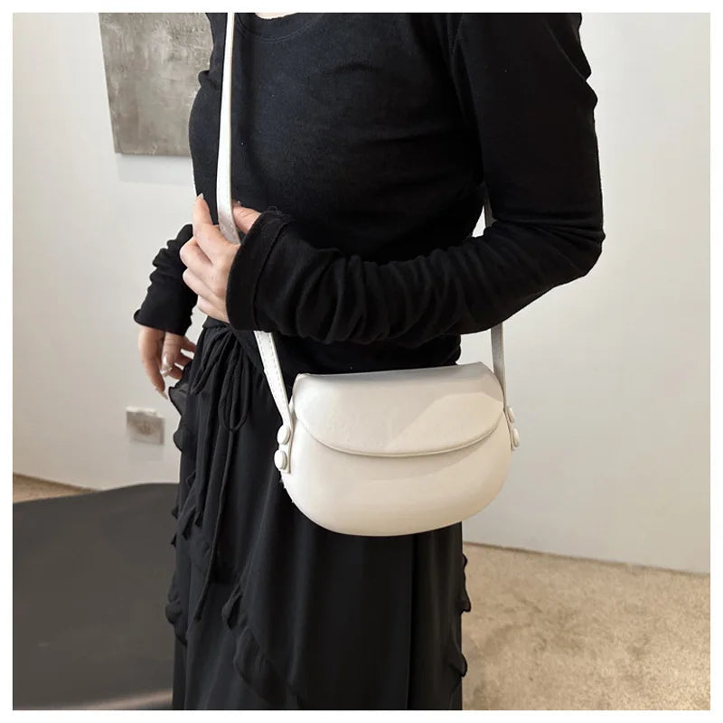 Simple Design Solid Color Women's Crossbody Bags For Daily Used, Adjusted Strap PU Leather Casual Shoulder Bag Ladies Handbags