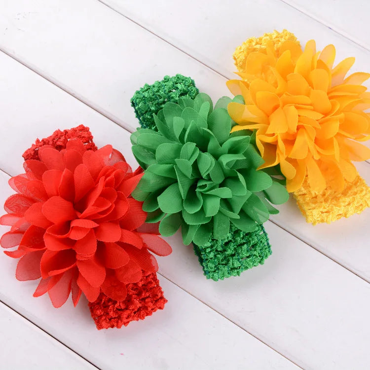 10pcs/lot Baby Girls Headband Toddlers Kids Infants Crochet Weave Hairband Chiffon Flowers Headbands Children Hair Accessories