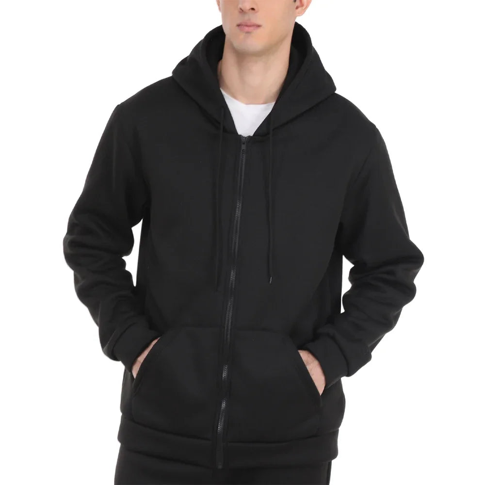 Unisex Zip Up Hoodies Spring Autumn Fleece Sweatshirts Men Women Classic Solid Color Zipper Jackets Fashion Hip Hop Streetwear