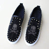 2024 New Shoes for Men Tide Leather Casual Shoes Spring Autumn Cool Skull Rivet Flat Shoes Leisure Slip-on Loafers