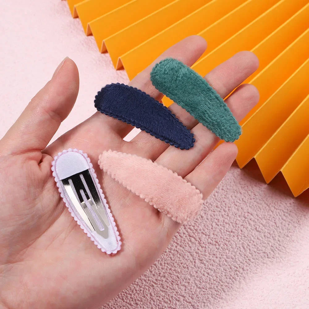 10Pcs/Set Cute Women Solid Plush Snap BB Clip for Girls Hairpin Barrettes Hair Clips Headwear Kids Hair Accessories Wholesale