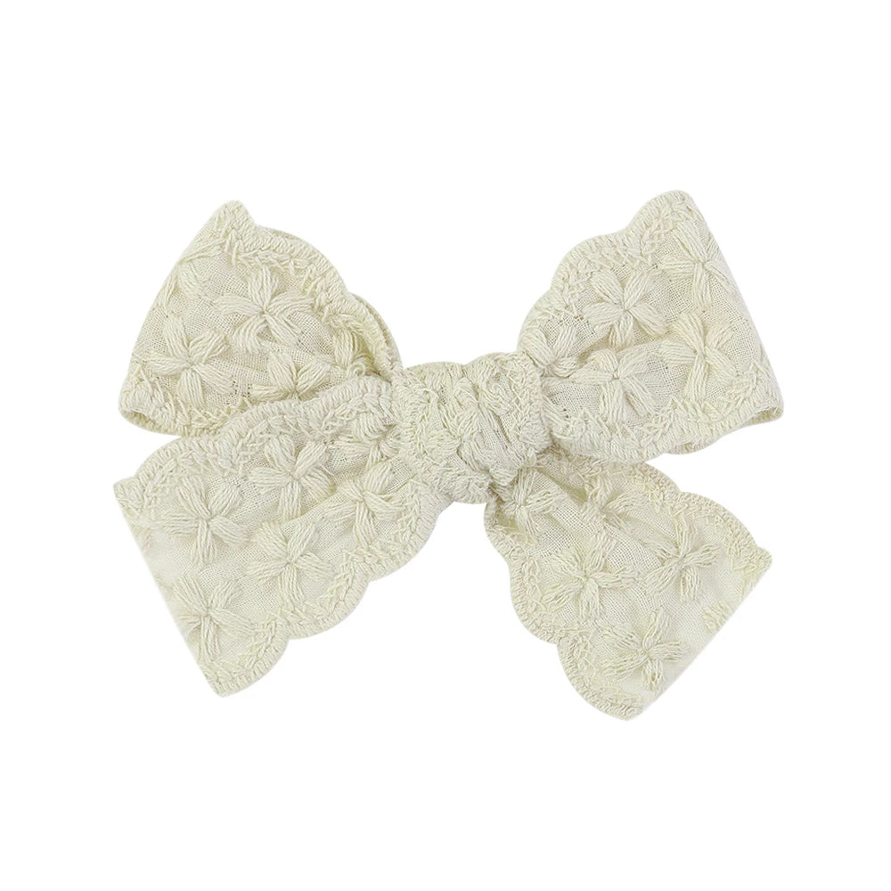 1pcs Embroidery Bowknot Safe Hair Clips for Girls Boutique Bows Hairpins Cute Barrettes Headwear Kids Baby Hair Accessories