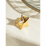 Load image into Gallery viewer, 18K PVD Plated Light Cozy Stainless Steel Geometric Smooth Convex Pentagram Open Ring Trendy Women Premium Statement Jewelry
