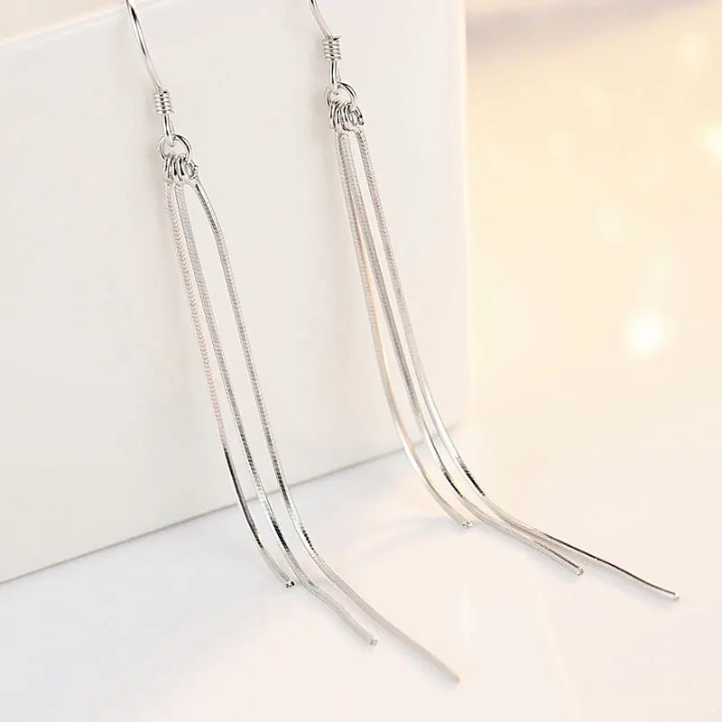 Fanqieliu 925 Silver Needle New Woman's Fashion Jewelry Long Multi Piece Chain Drop Earrings FQL23533