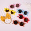 2Pcs/set Kids Summer Round Sunglasses Bows Headband Gift Sets Children Lovely Glasses Protection Hair Accessories for Girls