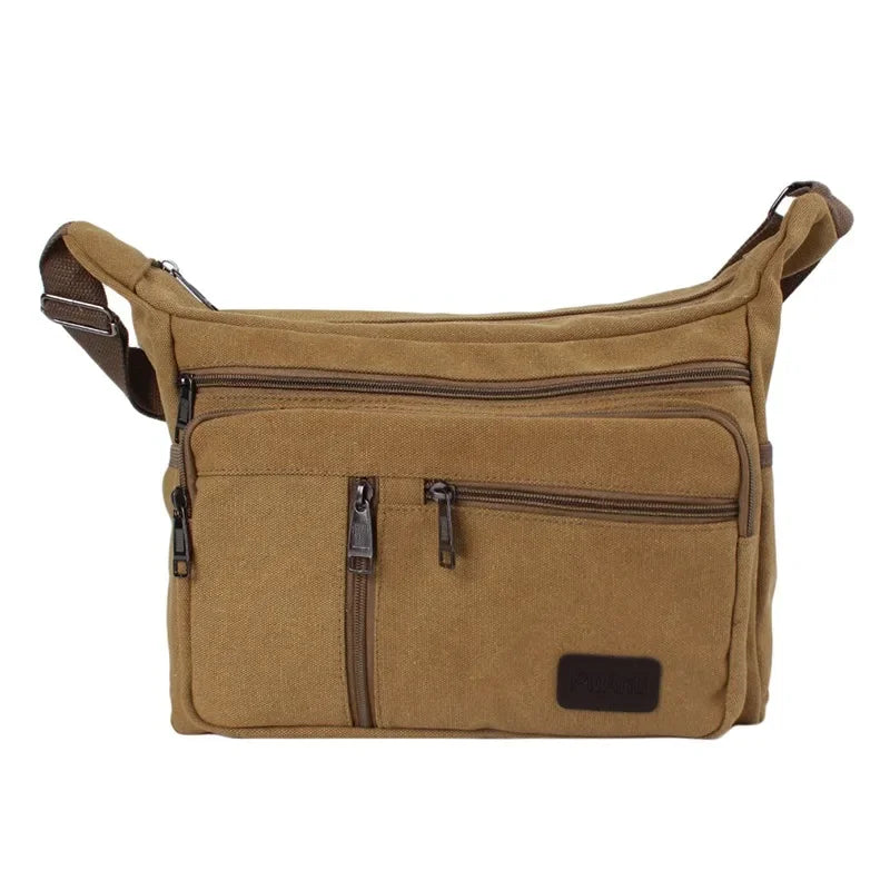 Casual Retro Business Bag High Capacity Canvas Outdoor Simple Version Shoulder Diagonal Package Men Crossbody