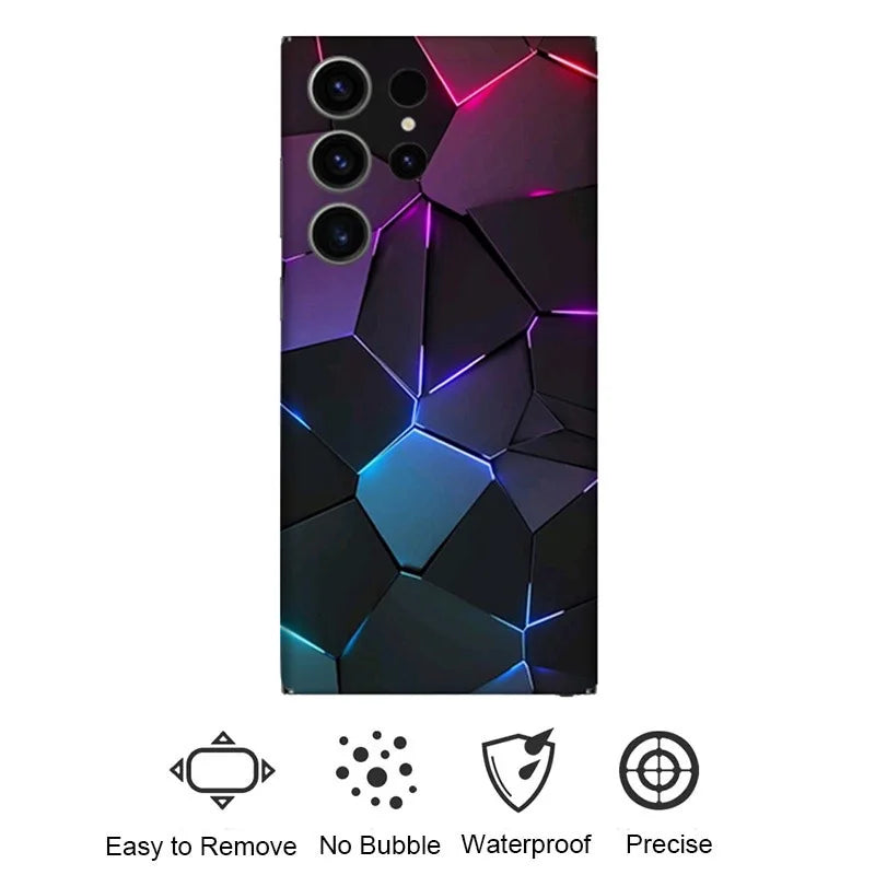 For Samsung Galaxy S24 S23 S22 Ultra Plus Decal Skin Honeycomb Cracked Back Screen Protector Cover Aesthetic Sticker