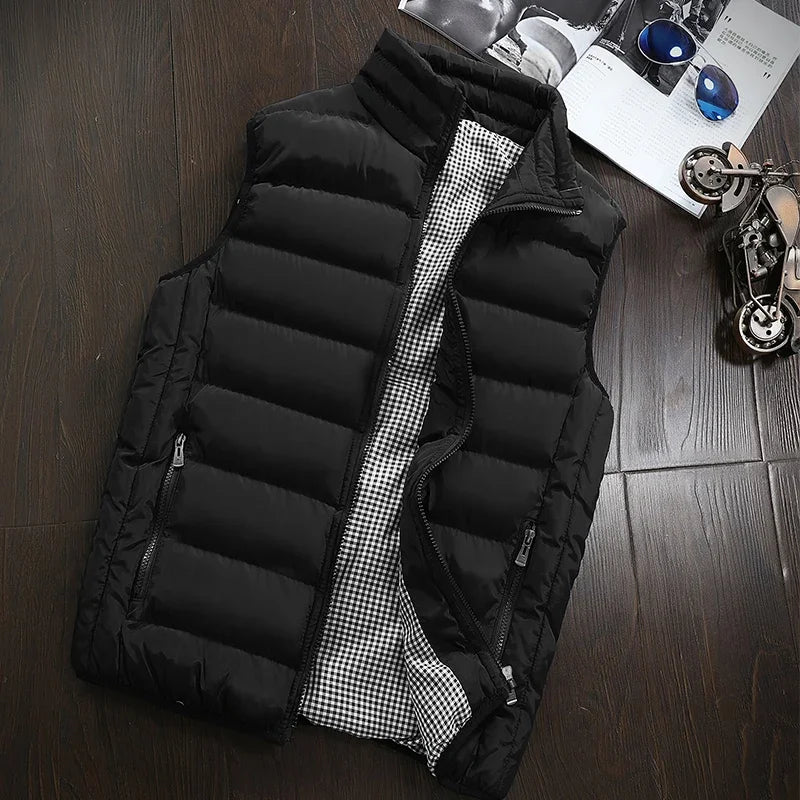 Autumn Casual Sleeveless Vest Men Jacket 2024 Fashion Warm Windproof Cotton Coat Male Winter High Quality Clothing Men Waistcoat