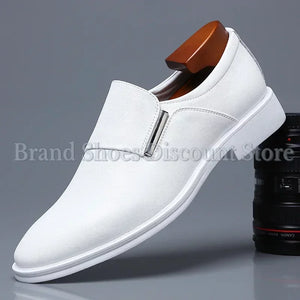 White Leather Dress Shoes Men's Spring Autumn Breathable 2024 New Formal Business Derby Shoes Man Casual English Shoes for Men