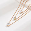 3 Pcs Crystal Zircon Necklace Set Heart Star Layered Pendant Necklace Women Fashion Square Rhinestone Female Necklaces Jewelry