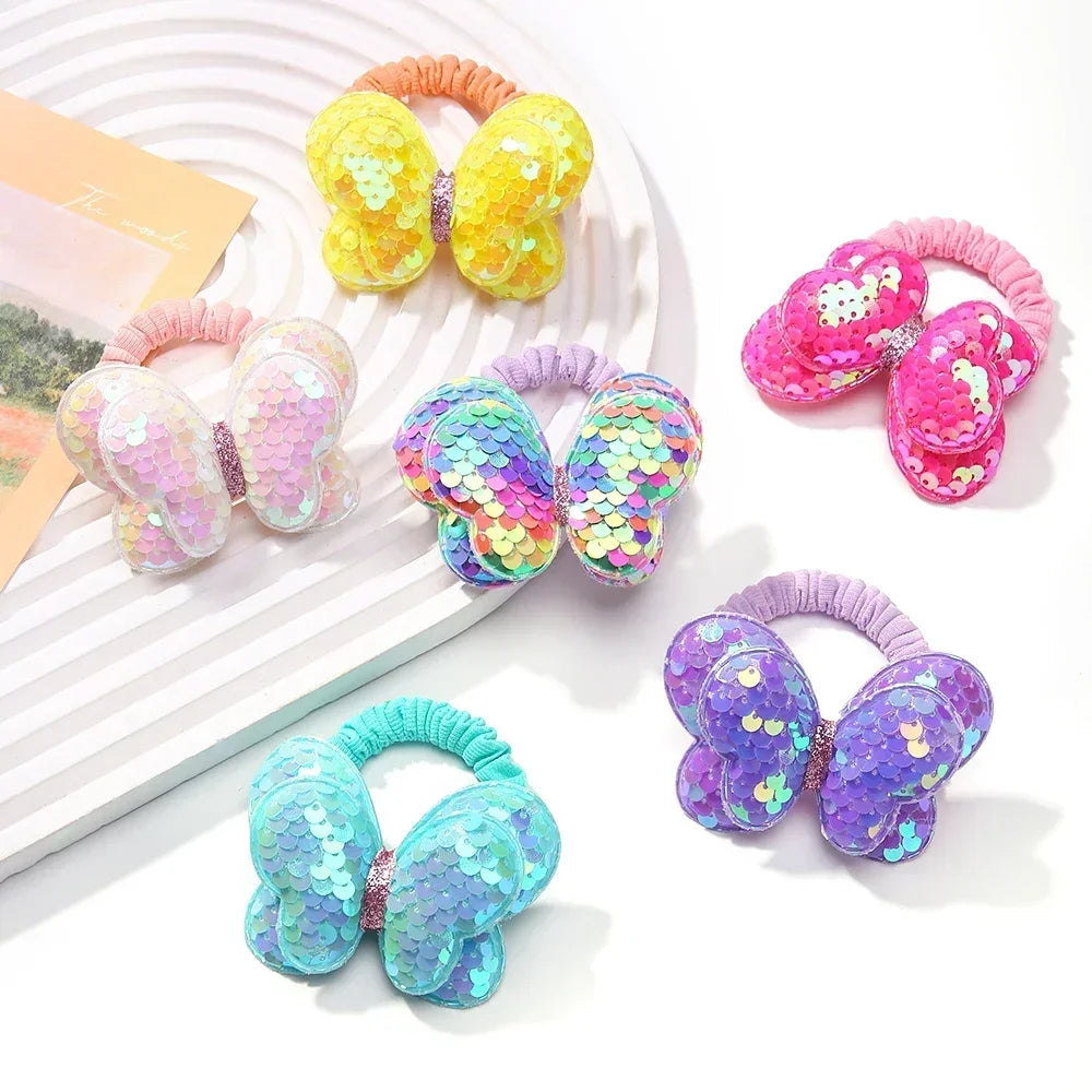 2Pcs/lot Lovley Flower  Ponytail Elastic Hair Bands for Girl Children Hair Ties Cartoon Kids Hair Accessories Baby Headwear