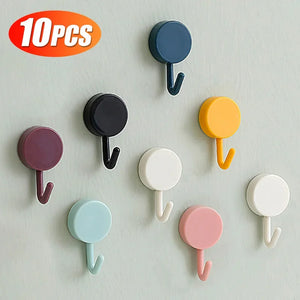 10PCS Self Adhesive Wall Hook Strong Without Drilling Coat Bag Bathroom Door Kitchen Towel Hanger Hooks Home Storage Accessories