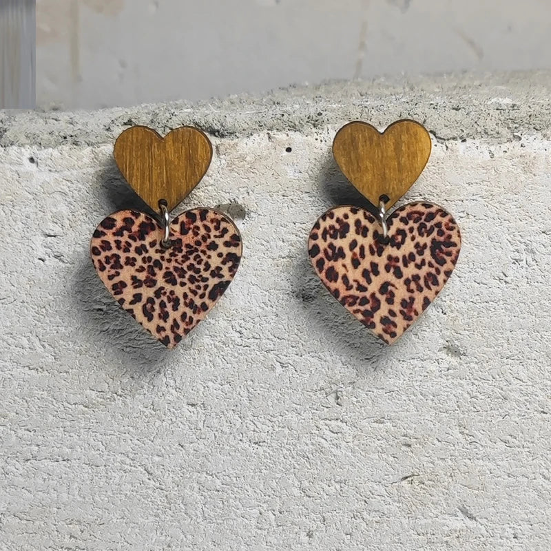 New Leopard Pattern Love Earrings Bohemian Ethnic Style Earrings Popular Fashion Earrings Jewelry Gifts