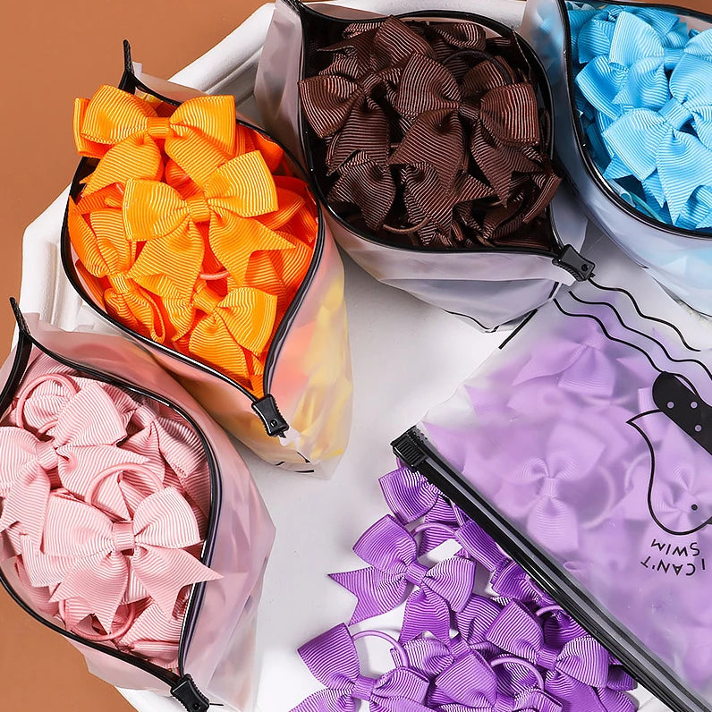 5/10/20Pcs Mini Solid Bows Elastic Hair Bands Kids Girls Small Rubber Band Hair Rope Ponytail Holder Headwear Hair Accessories
