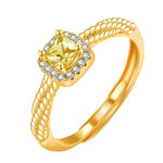 Load image into Gallery viewer, Engagement Rings for Women Stainless Steel Yellow Zirconia Square Finger Ring Adjustable Wedding Band Jewelry Accessories

