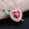 A Set Red Heart and Sword Couple Necklace Collarbone Chain Sword Necklace Fashion Accessories for Women Gift