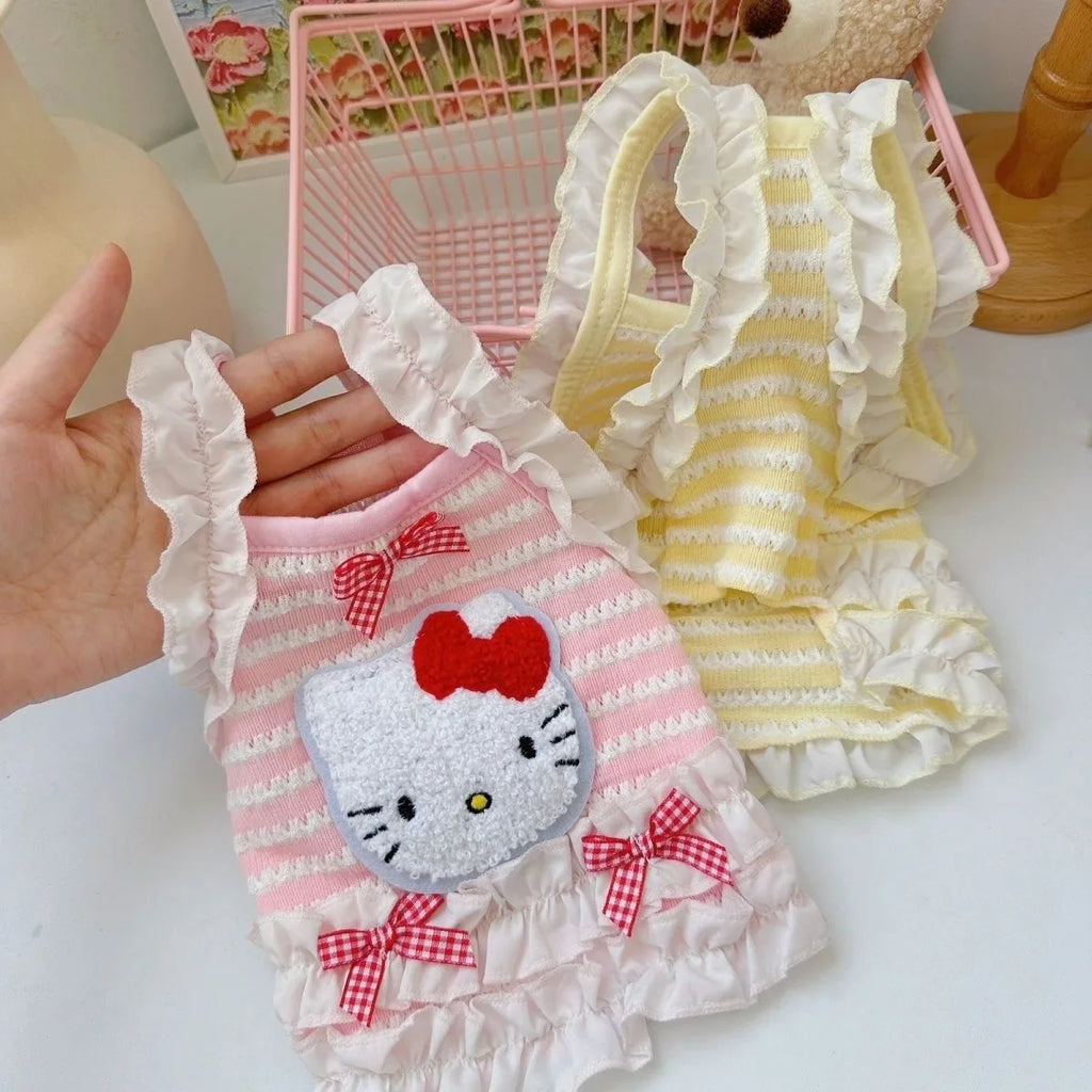 Hello Kitty Pet Dog Clothes Cartoon Sanrio Cat Vest Kawaii Pomeranian Bichon Poodle Clothing Anime Pet Supplies Gifts