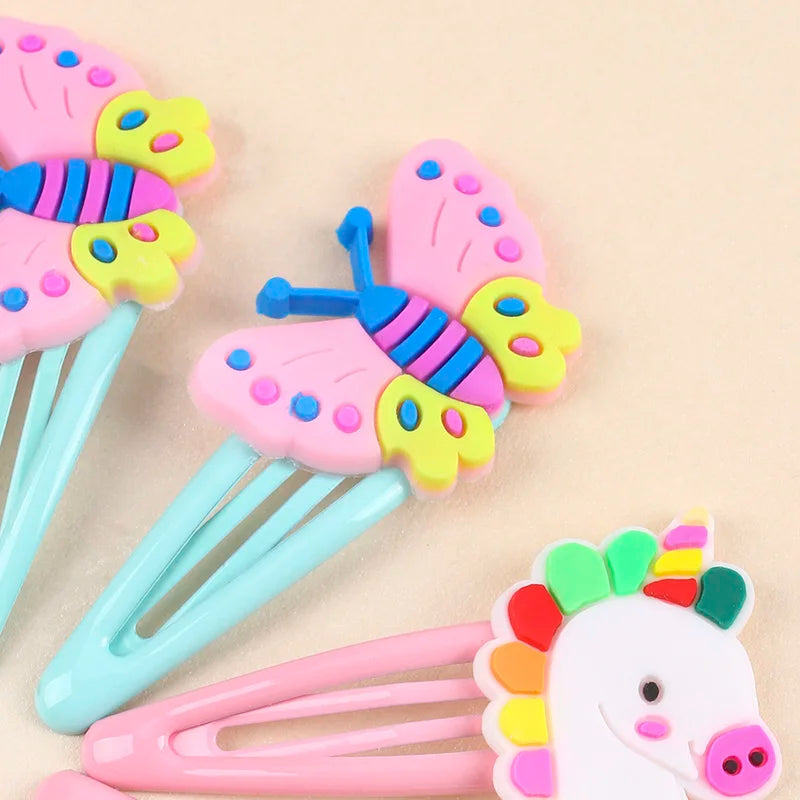 10PCS Cute Unicorn hairpins For Baby Girls Sweet Butterfly Hair Clips mermaid rainbow Hair Clips Barrettes Kids Hair Accessories