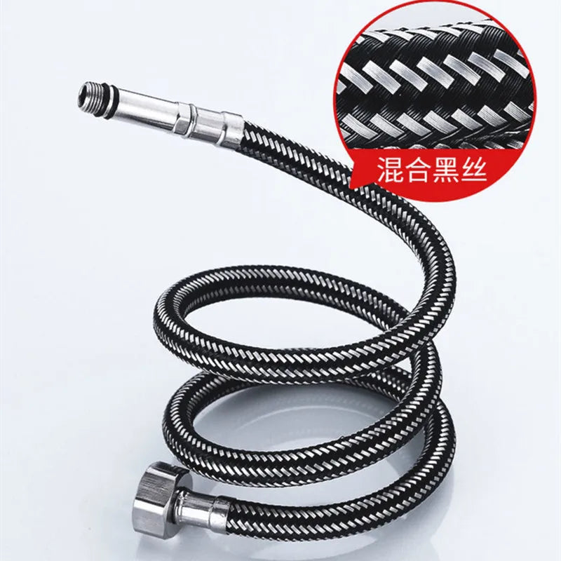 Faucet accessories 2PCS 60cm stainless steel nylon braided hose bathroom heat-resistant faucet basin sink kitchen hose G1/2 G3/8