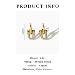 Load image into Gallery viewer, Peri'sbox Statement Gold Plated Chunky U Shape Link Chain Dangle Hoop Earrings with Inlaid Cubic Zirconia Fashion Accessories

