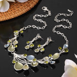 Load image into Gallery viewer, MeiceM Women Necklace Set Jewelry Silver Plated New Designer Leaf Drop Earrings Female Enamel Necklaces Sets for Women Party
