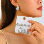 Load image into Gallery viewer, 8Pcs/set Vintage Water Droplet Hoop Earrings Set for Women Boho Metal Beads Geometric Round Dangle Earrings Trendy Jewelry Gifts
