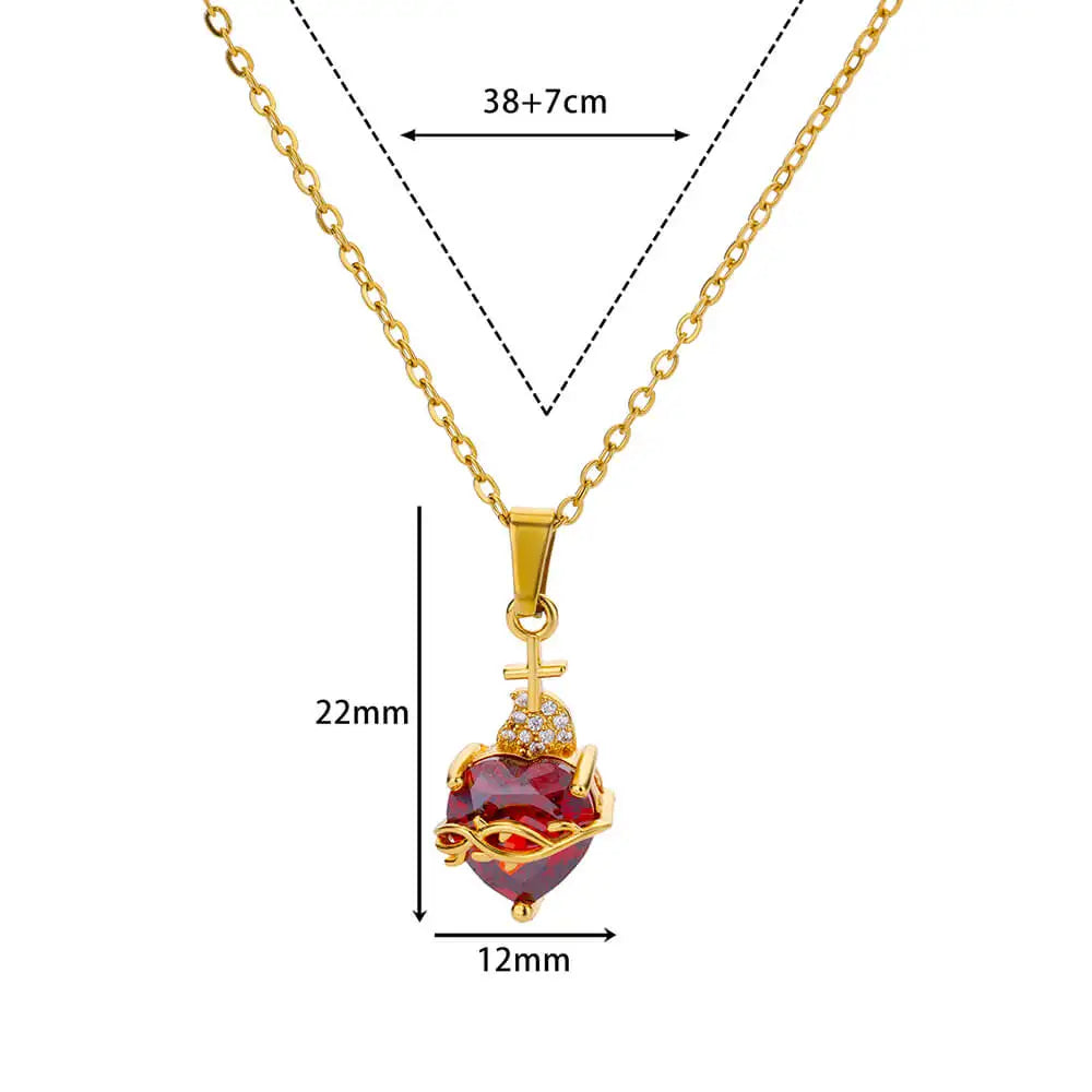 316L Stainless Steel Zircon Heart Cross Necklace for Women Girls Chain Collar Choker Necklace Goth 2024 New Trend  Jewelry mujer