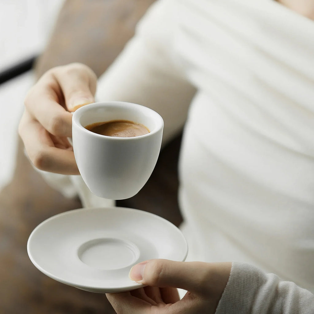 MHW-3BOMBER 80ml Ceramic Espresso Cup with Saucer Set  Latte Art Mugs Coffee Mug Professional Home Barista Tool Accessories