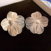 Exaggerate Big Flower Dangle Earrings for Women Silver Color Metal Hollow Petal Drop Earrings Party Trendy Statement Jewelry