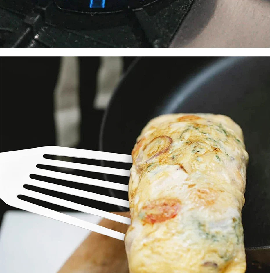 Kitchen Frying Spatula Non-slip Stainless Steel Slotted Turner & Fish Spatula Leaky Shovel Fish Slice Kitchen accessories